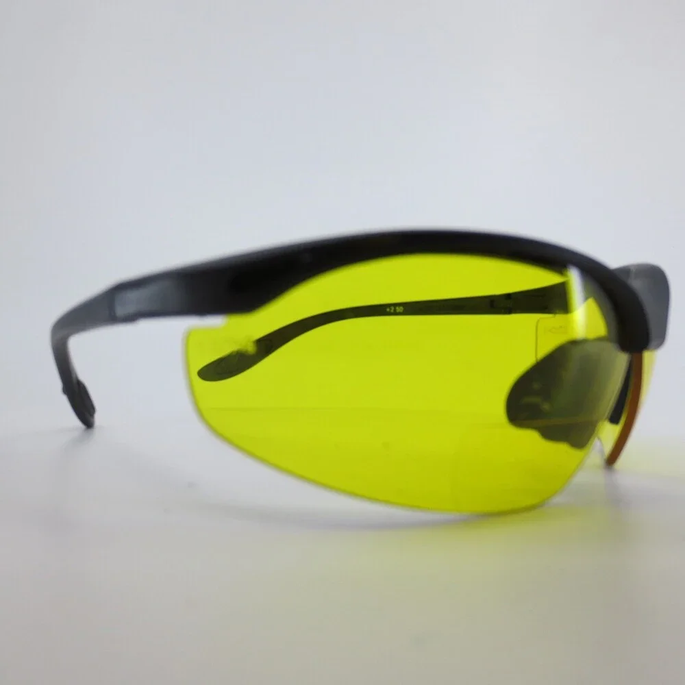 Z87-2 Safety Glasses Yellow Lens Wrap Around Black Frame 120mm Taiwan 31588